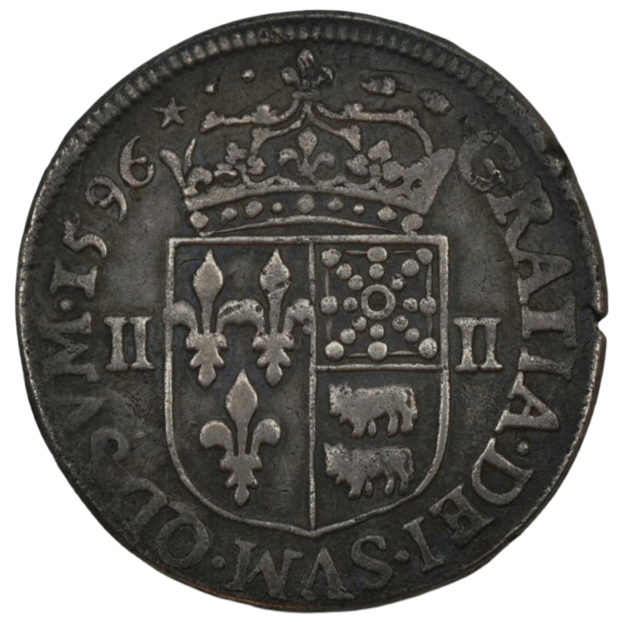 Ag 1 4 Ecu 1596 Béarn Henri IV