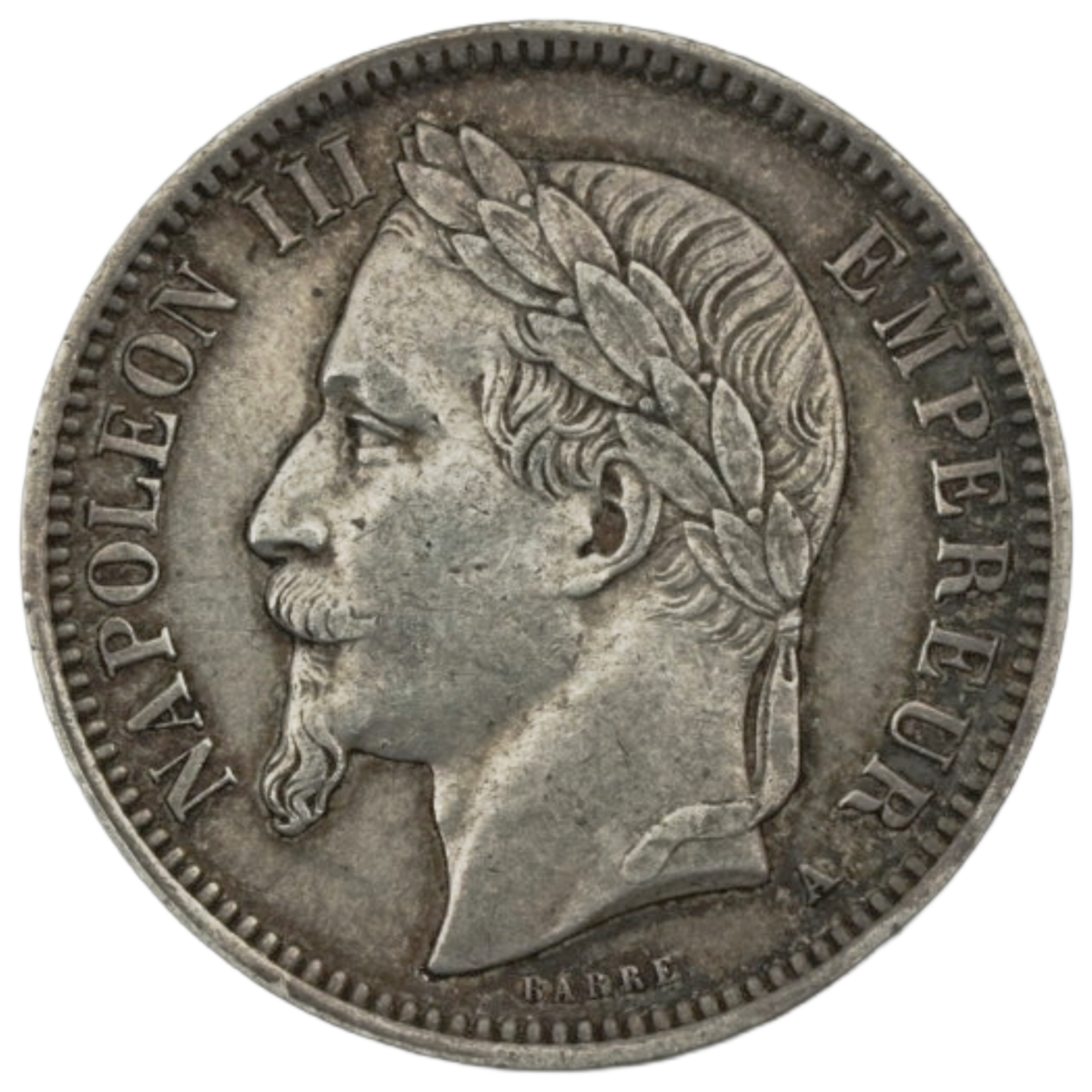 Ag 1 Franc 1868 Napoleon III 1 2