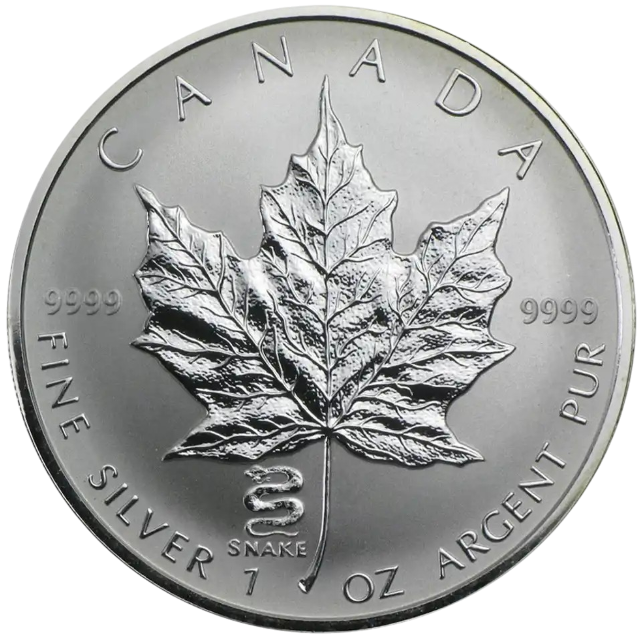 Ag 1 Oz Maple Leaf Snake Privy Mark 2001