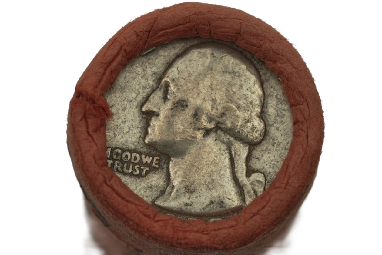Ag 10 Dollar aan zilveren quarters in wrappers