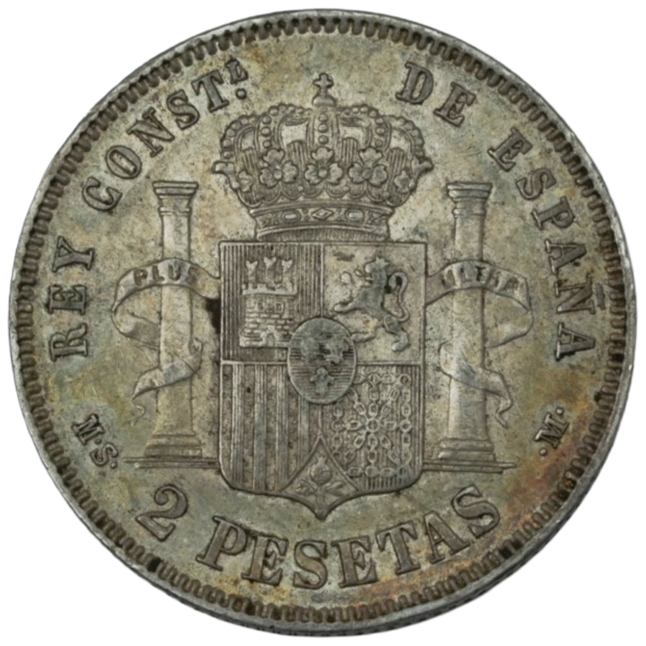 Ag 2 Pesetas 1882 Alfonso XII Spanje 1