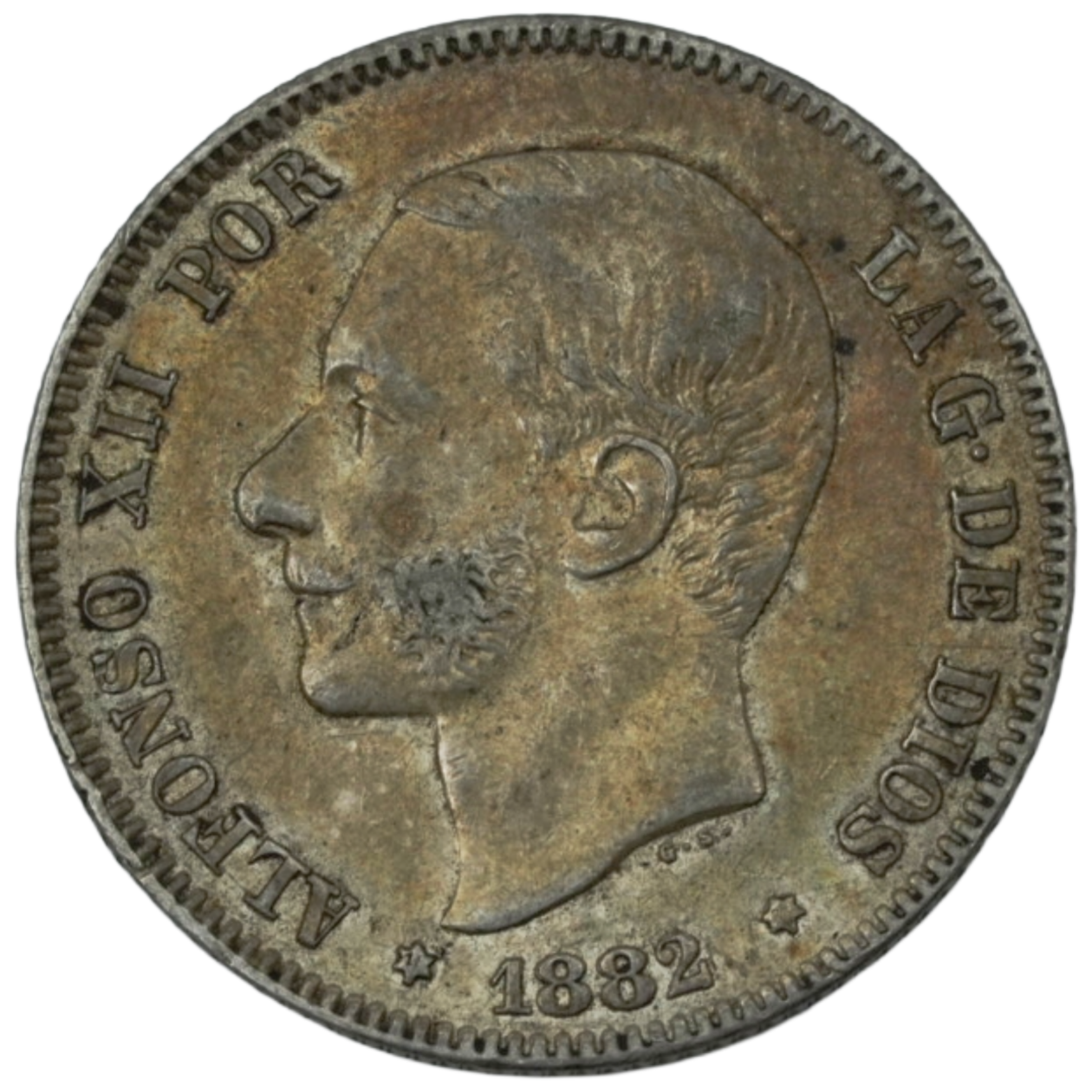 Ag 2 Pesetas 1882 Alfonso XII Spanje