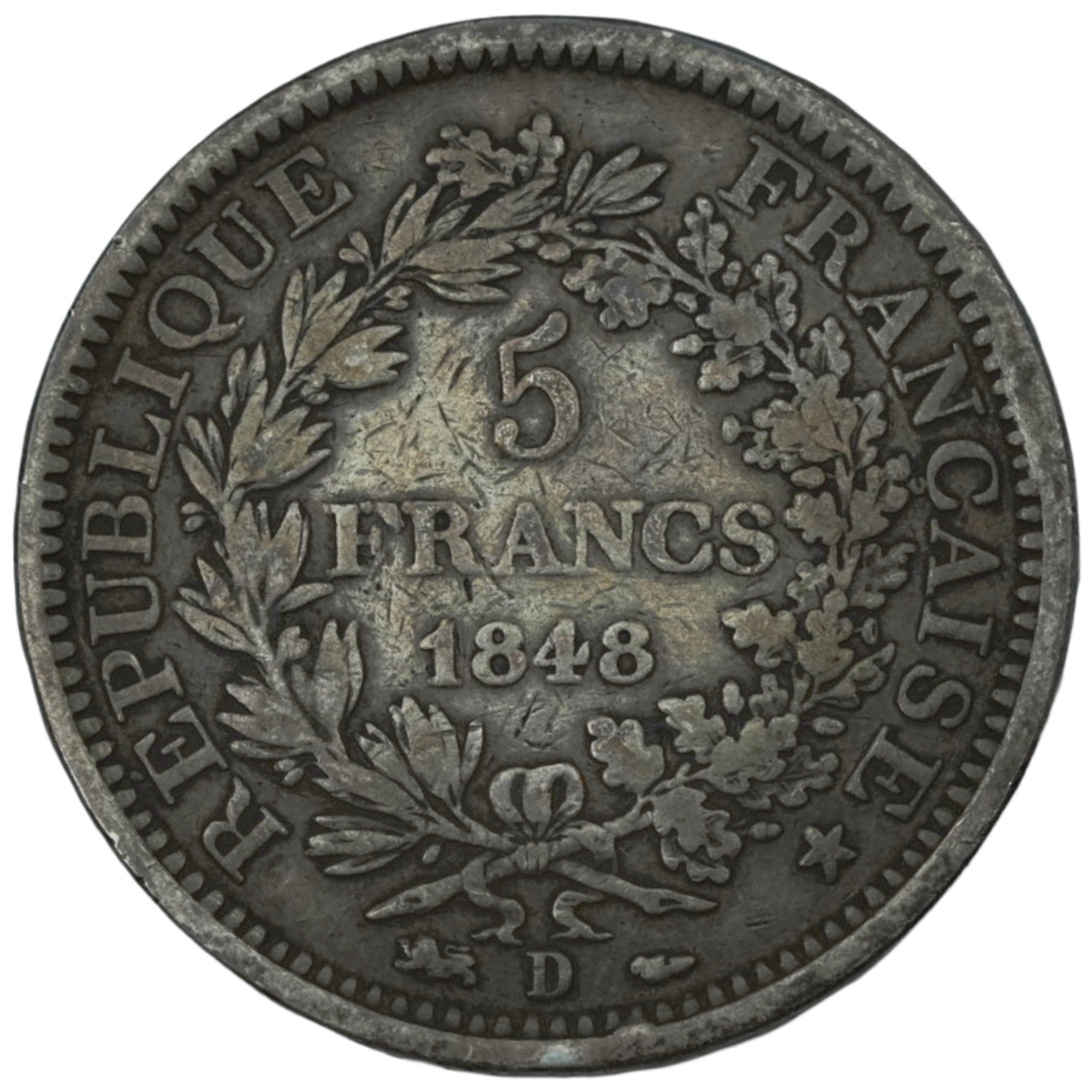 Ag 5 Francs 1848 D 2de Republiek