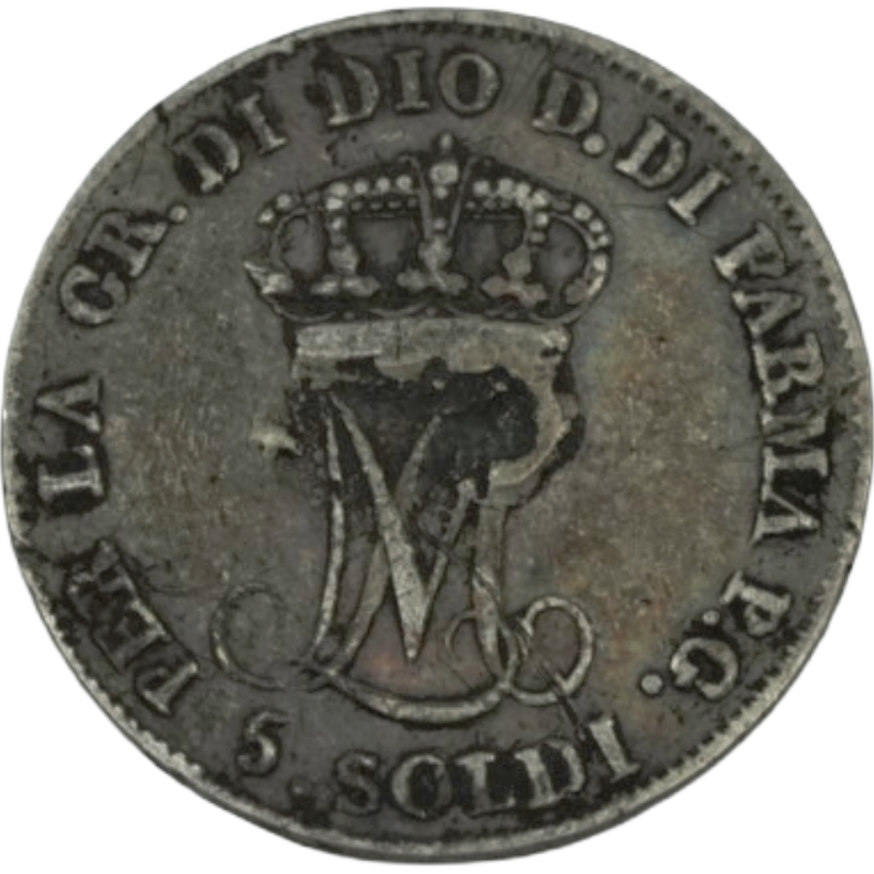 Ag 5 soldi 1815 Hertogdom Parma en Piacenza 1