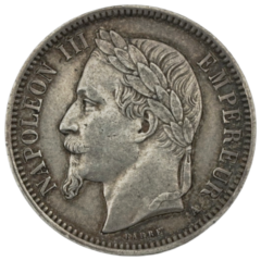 Ag 1 Franc 1868 Napoleon III 1 2