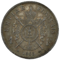 Ag 1 Franc 1868 Napoleon III 3