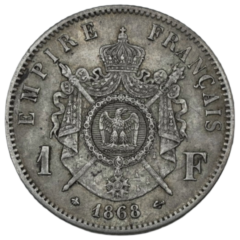 Ag 1 Franc 1868 Napoleon III