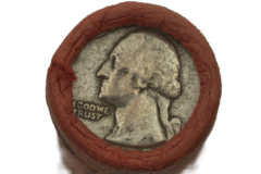 Ag 10 Dollar aan zilveren quarters in wrappers
