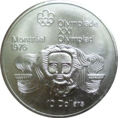 Ag 10 dollar Olympiade Montréal zeus