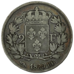 Ag 2 Francs 1829 BB Charles X 1