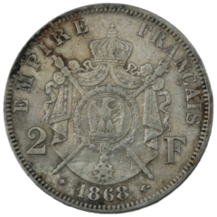 Ag 2 Francs 1868 BB Napoleon III 1