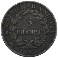 Ag 5 Francs 1813 H Napoleon 1