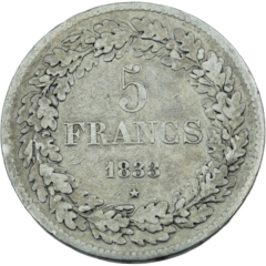 Ag 5 Francs 1833 Leopold I 1