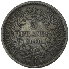 Ag 5 Francs 1848 D 2de Republiek