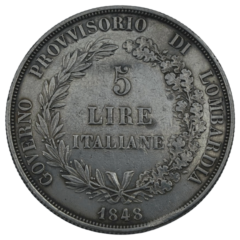 Ag 5 Lire 1848 Lombardije