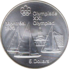 Ag 5 dollars Olympiade Montréal kingston and sailboats