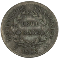 Ag Demi Franc 1808 W Napoleon 1