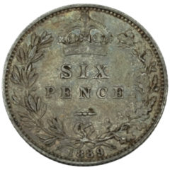 Ag Six Pence 1889 Queen Victoria 1