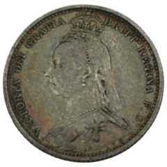 Ag Six pence 1889 Queen Victoria