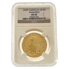 Au 1 Oz Kangaroo MS68 FRONT slab