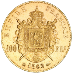 Au 100 Fr Napoleon III gelauwerd