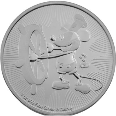 Ag 1 Ounce 2017 Steamboat Willey Mickey Mouse Niue